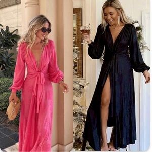 Zara LONG JACQUARD DRESS BLUE